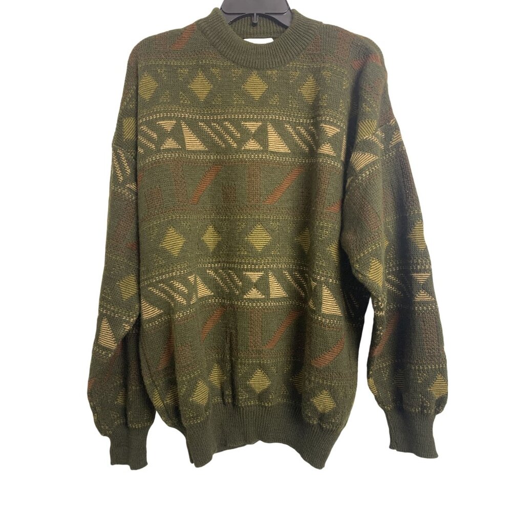 Vintage Simbolo Made in Italy Wool‎ Aztec Green Sweater Size M